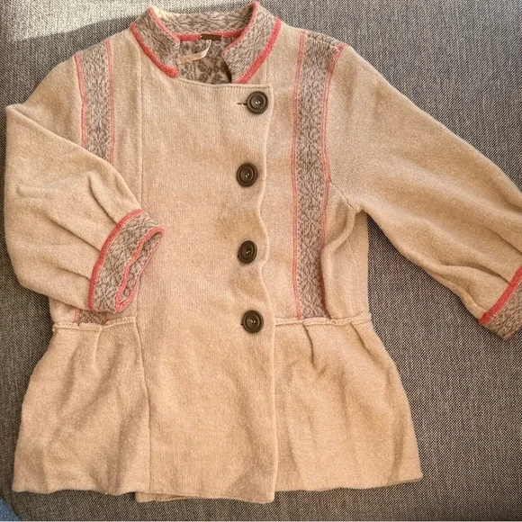 Free People Beige and Pink Sweater - Picture 1 of 5